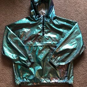 Urban Outfitters holographic rain jacket size S